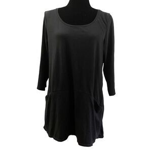 J. Jill Pure Jill Black Curved Seam Pima Cotton Tunic Top Sz M
